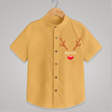 Antler Edition - Customized Christmas Themed Shirt For Kids - PASTEL YELLOW - 0 - 6 Months Old (Chest 23")