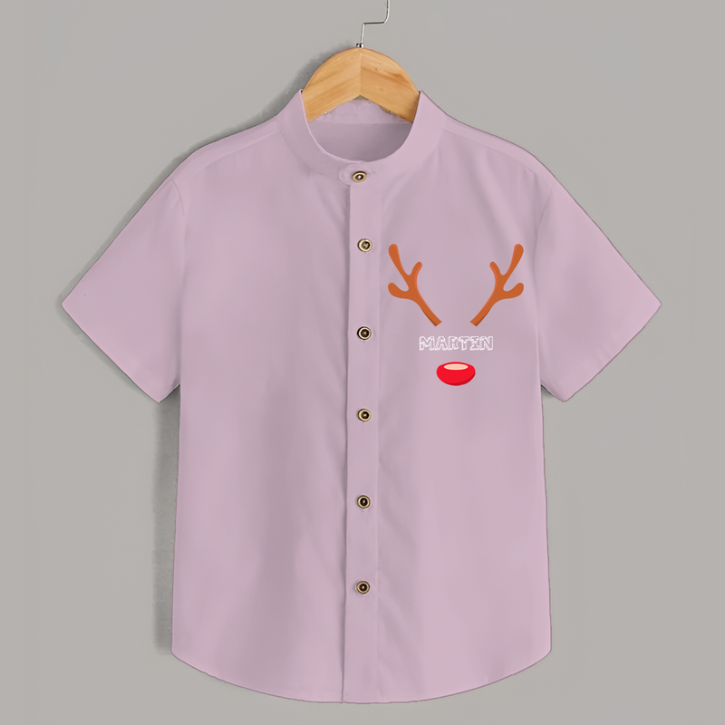 Antler Edition - Customized Christmas Themed Shirt For Kids - PINK - 0 - 6 Months Old (Chest 23")