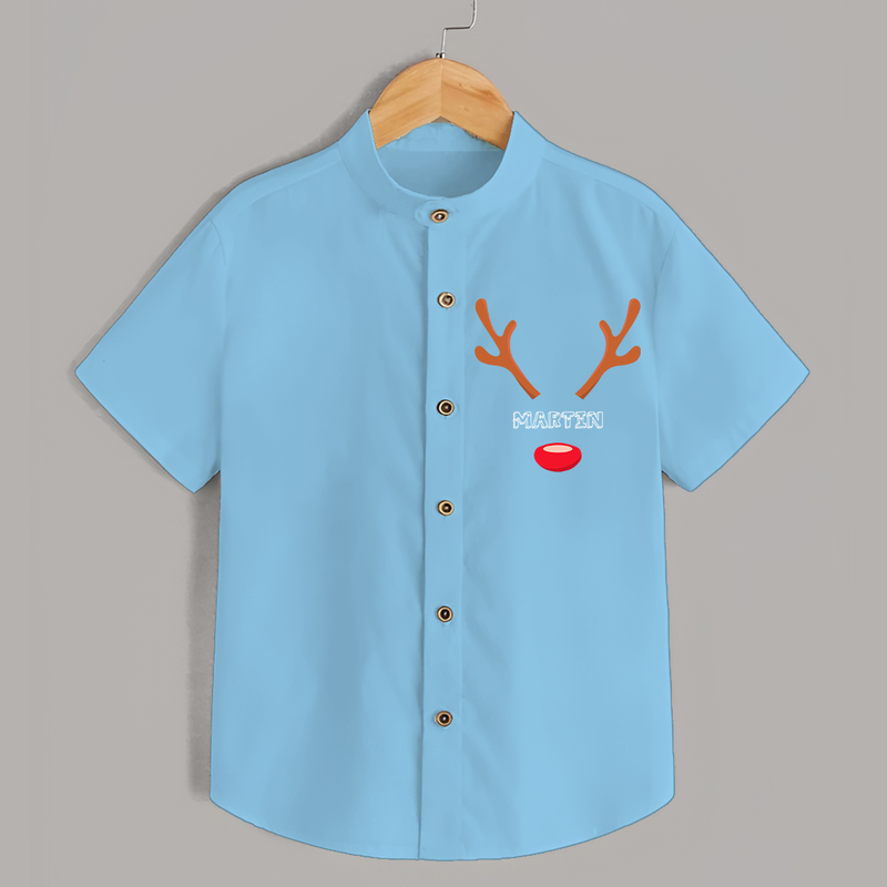 Antler Edition - Customized Christmas Themed Shirt For Kids - SKY BLUE - 0 - 6 Months Old (Chest 23")