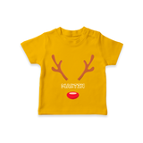 Antler Edition - Customized Christmas Themed T-Shirt For Kids - CHROME YELLOW - 0-5 Months Old (Chest 17")