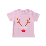 Antler Edition - Customized Christmas Themed T-Shirt For Kids - PINK - 0-5 Months Old (Chest 17")