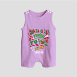 Santa Claus Is Coming To Town - Customized Christmas Themed Romper Suit For Babies - LILAC - 0 - 5 Months Old (Chest 18")