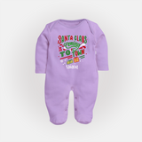 Santa Claus Is Coming To Town - Customized Christmas Themed Sleep Suit For Babies - LILAC - New Born (Chest 7.5")