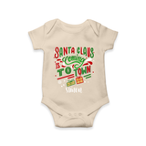 Santa Claus Is Coming To Town - Customized Christmas Themed Romper For Babies - IVORY - 0 - 3 Months Old (Chest 16")