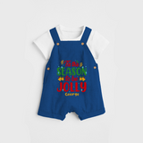 Tis The Season To Be Jolly - Customized Christmas Themed Dungaree Set For Kids - COBALT BLUE - 0 - 5 Months Old (Chest 18")