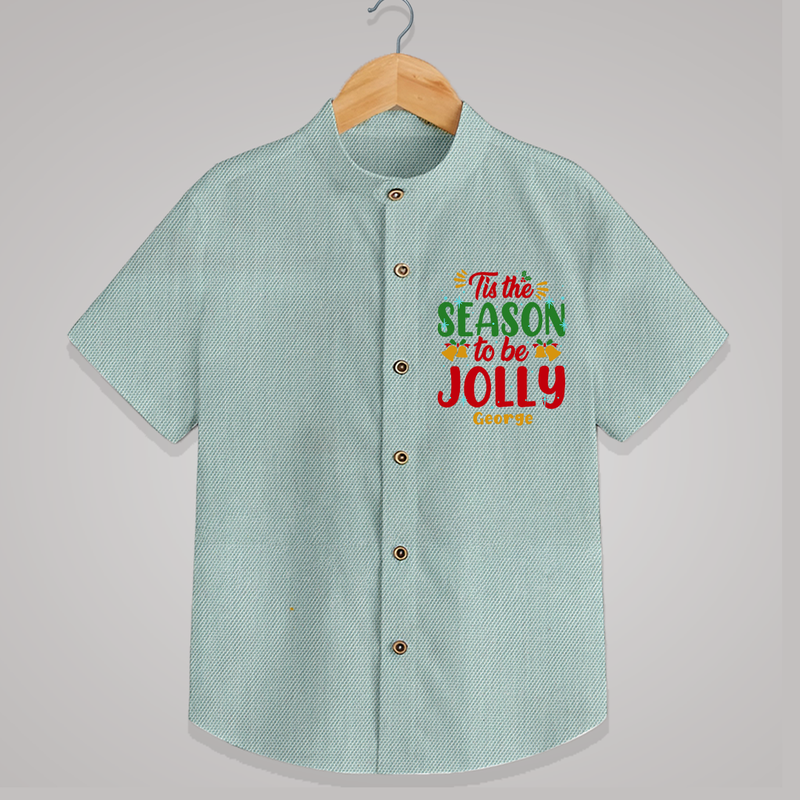 Tis The Season To Be Jolly - Customized Christmas Themed Shirt For Kids - ARCTIC BLUE - 0 - 6 Months Old (Chest 23")