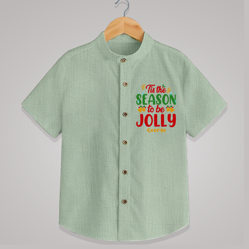 Tis The Season To Be Jolly - Customized Christmas Themed Shirt For Kids - MINT GREEN - 0 - 6 Months Old (Chest 23")