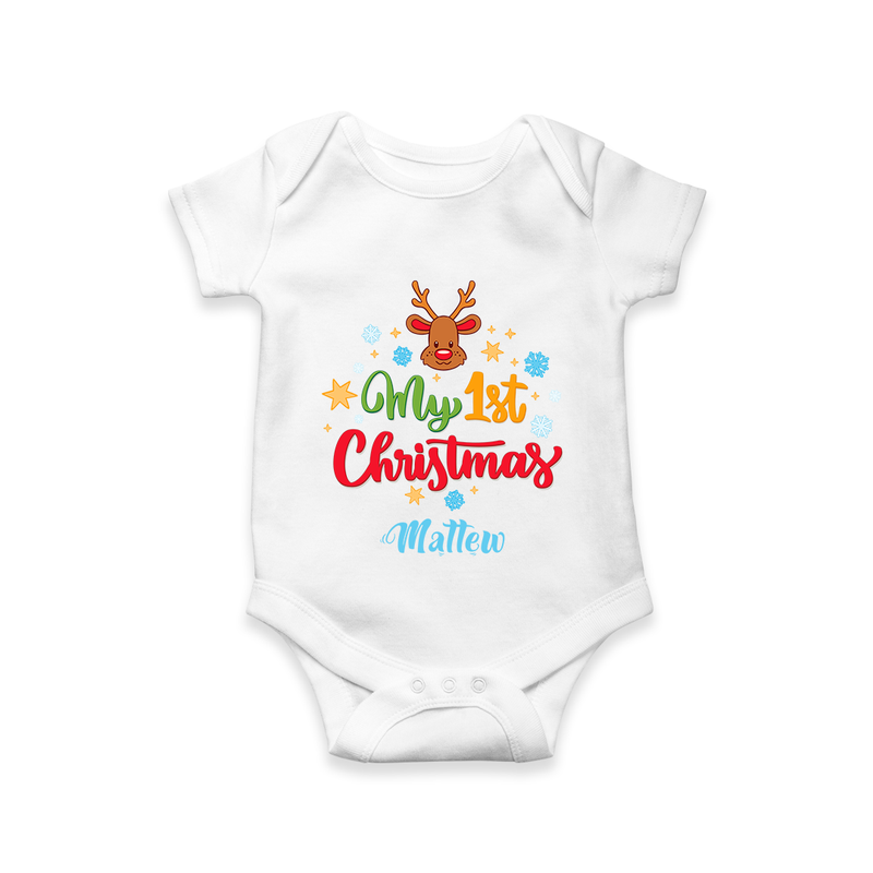 My 1st Christmas - Customized Christmas Themed Romper For Babies - WHITE - 0 - 3 Months Old (Chest 16")