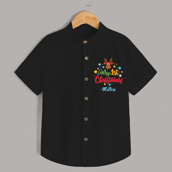 My 1st Christmas - Customized Christmas Themed Shirt For Kids - BLACK - 0 - 6 Months Old (Chest 23")