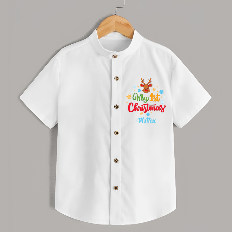 My 1st Christmas - Customized Christmas Themed Shirt For Kids - WHITE - 0 - 6 Months Old (Chest 23")