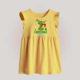 My First Christmas - Customized Christmas Themed Baby Frock For Babies - YELLOW - 0 - 3 Months Old (Chest 17")