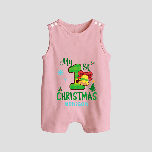 My First Christmas - Customized Christmas Themed Romper Suit For Babies - BABY PINK - 0 - 5 Months Old (Chest 18")