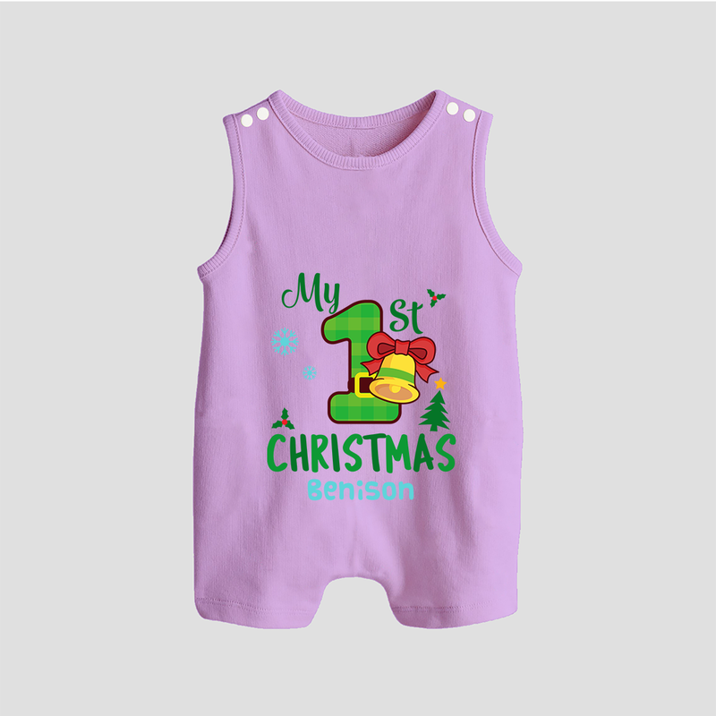 My First Christmas - Customized Christmas Themed Romper Suit For Babies - LILAC - 0 - 5 Months Old (Chest 18")