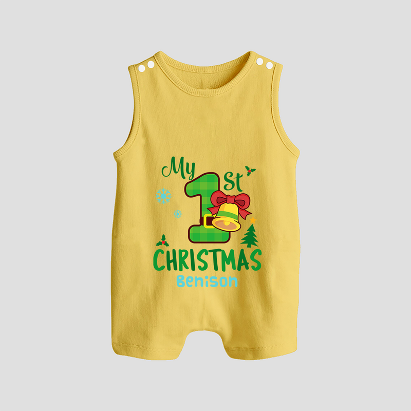 My First Christmas - Customized Christmas Themed Romper Suit For Babies - PASTEL YELLOW - 0 - 5 Months Old (Chest 18")