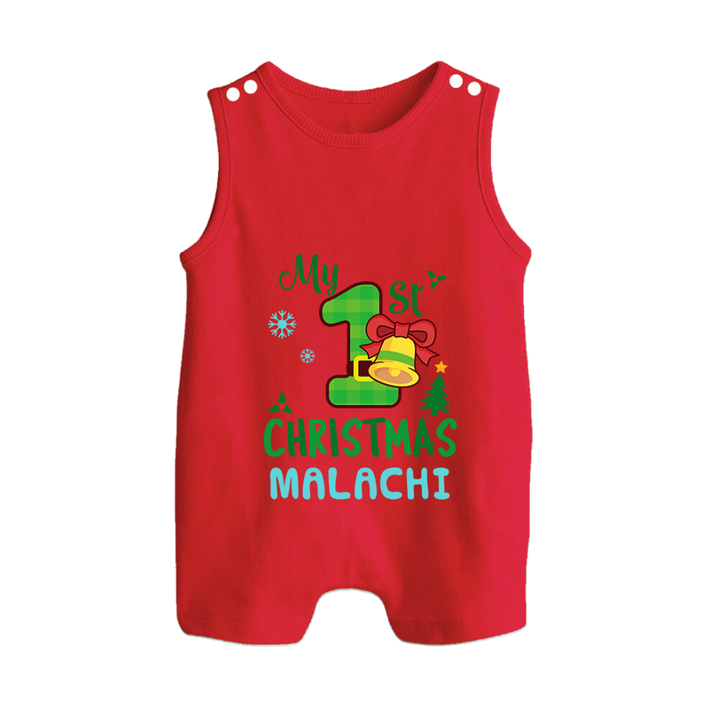 My First Christmas Romper Suit / Sleeveless Romper | Personalized Baby Christmas Romper Suit / Sleeveless Romper - RED - 0 - 5 Months Old (Chest 18")