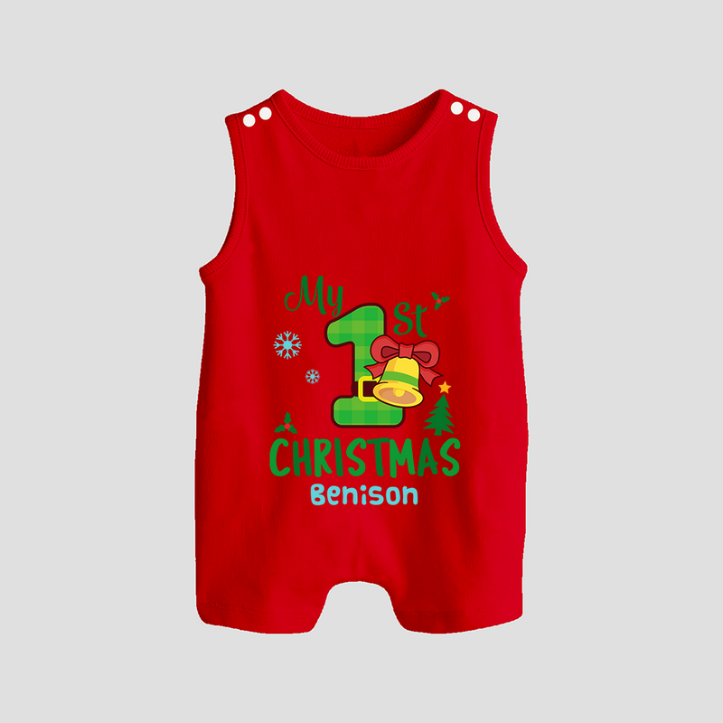 My First Christmas - Customized Christmas Themed Romper Suit For Babies - RED - 0 - 5 Months Old (Chest 18")