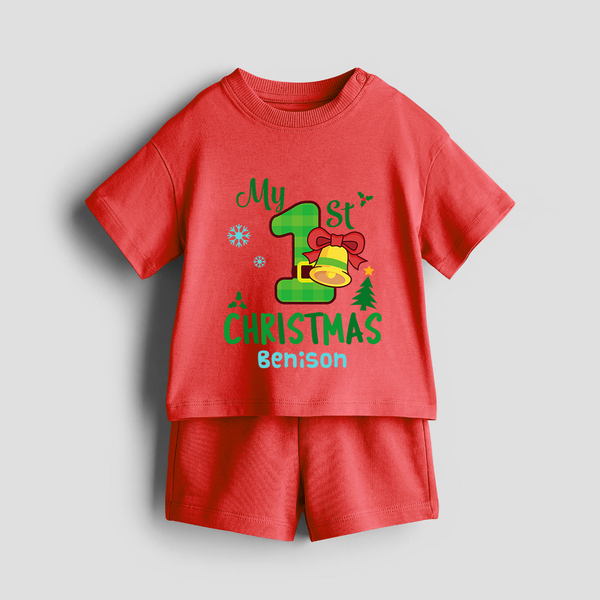 My First Christmas - Customized Christmas Themed Co-ord Set For Kids - RED - 0-5 months old  (Chest 18")