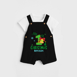 My First Christmas - Customized Christmas Themed Dungaree Set For Kids - BLACK - 0 - 5 Months Old (Chest 18")