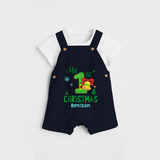 My First Christmas - Customized Christmas Themed Dungaree Set For Kids - NAVY BLUE - 0 - 5 Months Old (Chest 18")