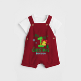 My First Christmas - Customized Christmas Themed Dungaree Set For Kids - RED - 0 - 5 Months Old (Chest 18")