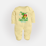 My First Christmas - Customized Christmas Themed Sleep Suit For Babies - PASTEL YELLOW - New Born (Chest 7.5")