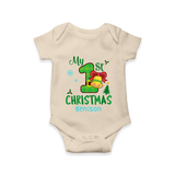 My First Christmas - Customized Christmas Themed Romper For Babies - IVORY - 0 - 3 Months Old (Chest 16")