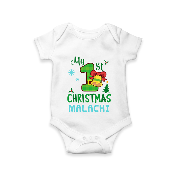 My First Christmas Romper | Personalized Baby Christmas Romper - WHITE - New Born (Chest 14")