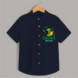 My First Christmas - Customized Christmas Themed Shirt For Kids - NAVY BLUE - 0 - 6 Months Old (Chest 23")