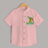 My First Christmas - Customized Christmas Themed Shirt For Kids - PEACH - 0 - 6 Months Old (Chest 23")