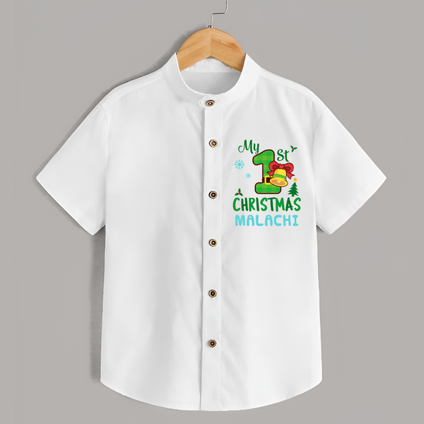 My First Christmas Shirt | Personalized Baby Christmas Shirt - WHITE - 0 - 6 Months Old (Chest 23")