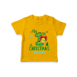 My First Christmas - Customized Christmas Themed T-Shirt For Kids - CHROME YELLOW - 0-5 Months Old (Chest 17")