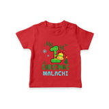 My First Christmas T-Shirt | Personalized Baby Christmas T-Shirt - RED - 0-5 Months Old (Chest 17")