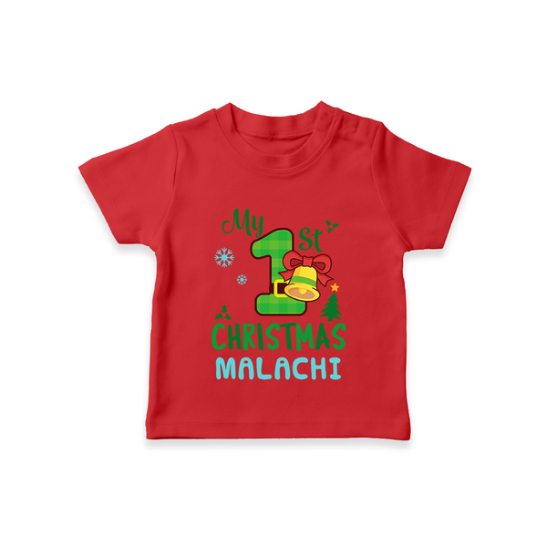My First Christmas T-Shirt | Personalized Baby Christmas T-Shirt - RED - 0-5 Months Old (Chest 17")