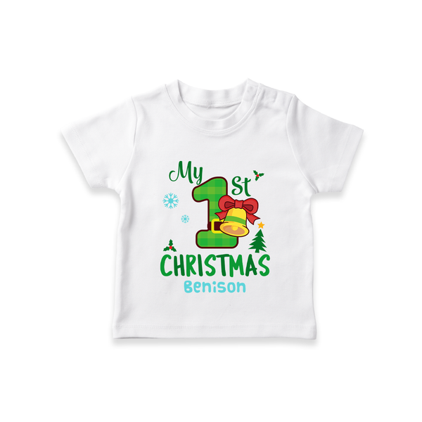 My First Christmas - Customized Christmas Themed T-Shirt For Kids - WHITE - 0-5 Months Old (Chest 17")