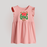 Merry Christmas Joy To All - Customized Christmas Themed Baby Frock For Babies - BABY PINK - 0 - 3 Months Old (Chest 17")