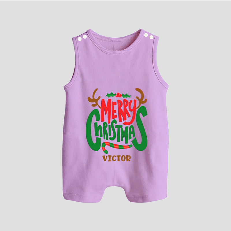 Merry Christmas Joy To All - Customized Christmas Themed Romper Suit For Babies - LILAC - 0 - 5 Months Old (Chest 18")