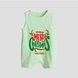 Merry Christmas Joy To All - Customized Christmas Themed Romper Suit For Babies - MINT GREEN - 0 - 5 Months Old (Chest 18")