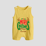 Merry Christmas Joy To All - Customized Christmas Themed Romper Suit For Babies - PASTEL YELLOW - 0 - 5 Months Old (Chest 18")