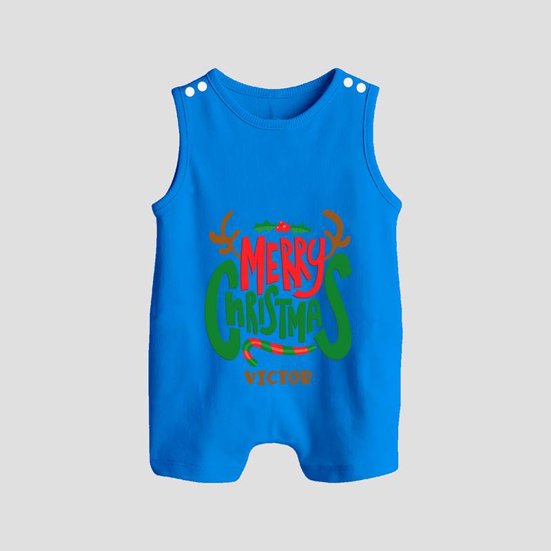 Merry Christmas Joy To All - Customized Christmas Themed Romper Suit For Babies - ROYAL BLUE - 0 - 5 Months Old (Chest 18")