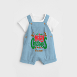 Merry Christmas Joy To All - Customized Christmas Themed Dungaree Set For Kids - SKY BLUE - 0 - 5 Months Old (Chest 18")