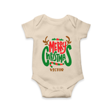 Merry Christmas Joy To All - Customized Christmas Themed Romper For Babies - IVORY - 0 - 3 Months Old (Chest 16")