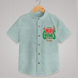 Merry Christmas Joy To All - Customized Christmas Themed Shirt For Kids - ARCTIC BLUE - 0 - 6 Months Old (Chest 23")