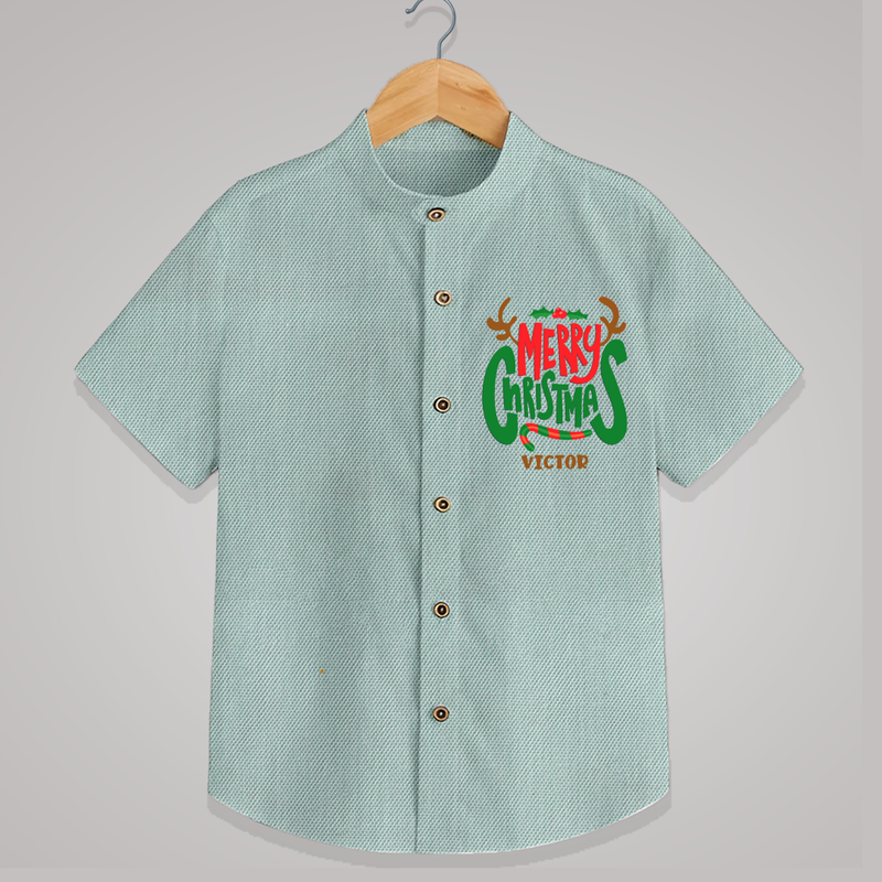 Merry Christmas Joy To All - Customized Christmas Themed Shirt For Kids - ARCTIC BLUE - 0 - 6 Months Old (Chest 23")