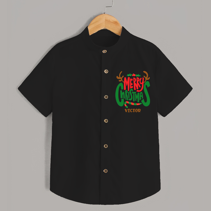 Merry Christmas Joy To All - Customized Christmas Themed Shirt For Kids - BLACK - 0 - 6 Months Old (Chest 23")