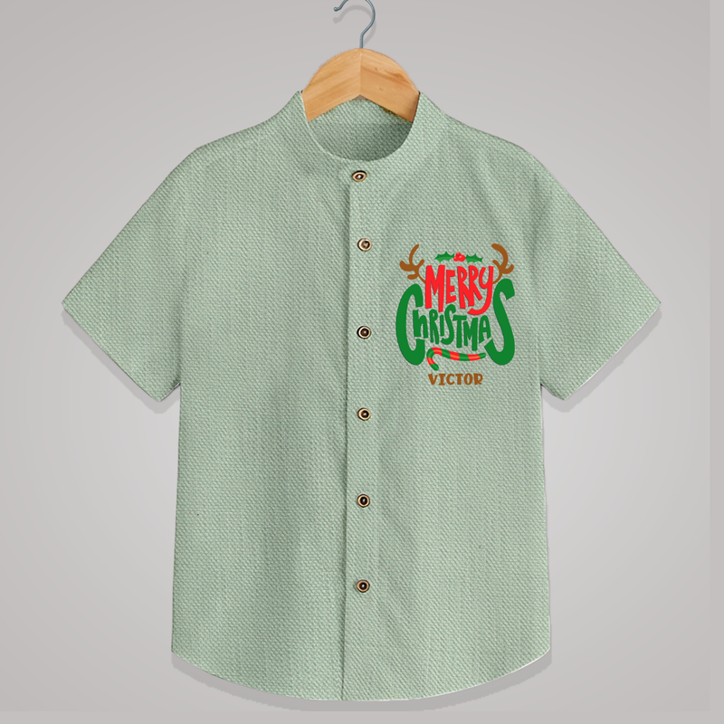 Merry Christmas Joy To All - Customized Christmas Themed Shirt For Kids - MINT GREEN - 0 - 6 Months Old (Chest 23")