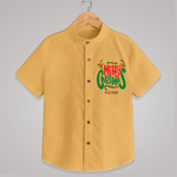 Merry Christmas Joy To All - Customized Christmas Themed Shirt For Kids - PASTEL YELLOW - 0 - 6 Months Old (Chest 23")