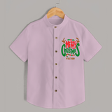 Merry Christmas Joy To All - Customized Christmas Themed Shirt For Kids - PINK - 0 - 6 Months Old (Chest 23")