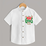 Merry Christmas Joy To All - Customized Christmas Themed Shirt For Kids - WHITE - 0 - 6 Months Old (Chest 23")