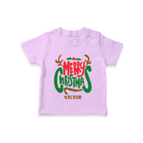 Merry Christmas Joy To All - Customized Christmas Themed T-Shirt For Kids - LILAC - 0-5 Months Old (Chest 17")