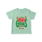 Merry Christmas Joy To All - Customized Christmas Themed T-Shirt For Kids - MINT GREEN - 0-5 Months Old (Chest 17")